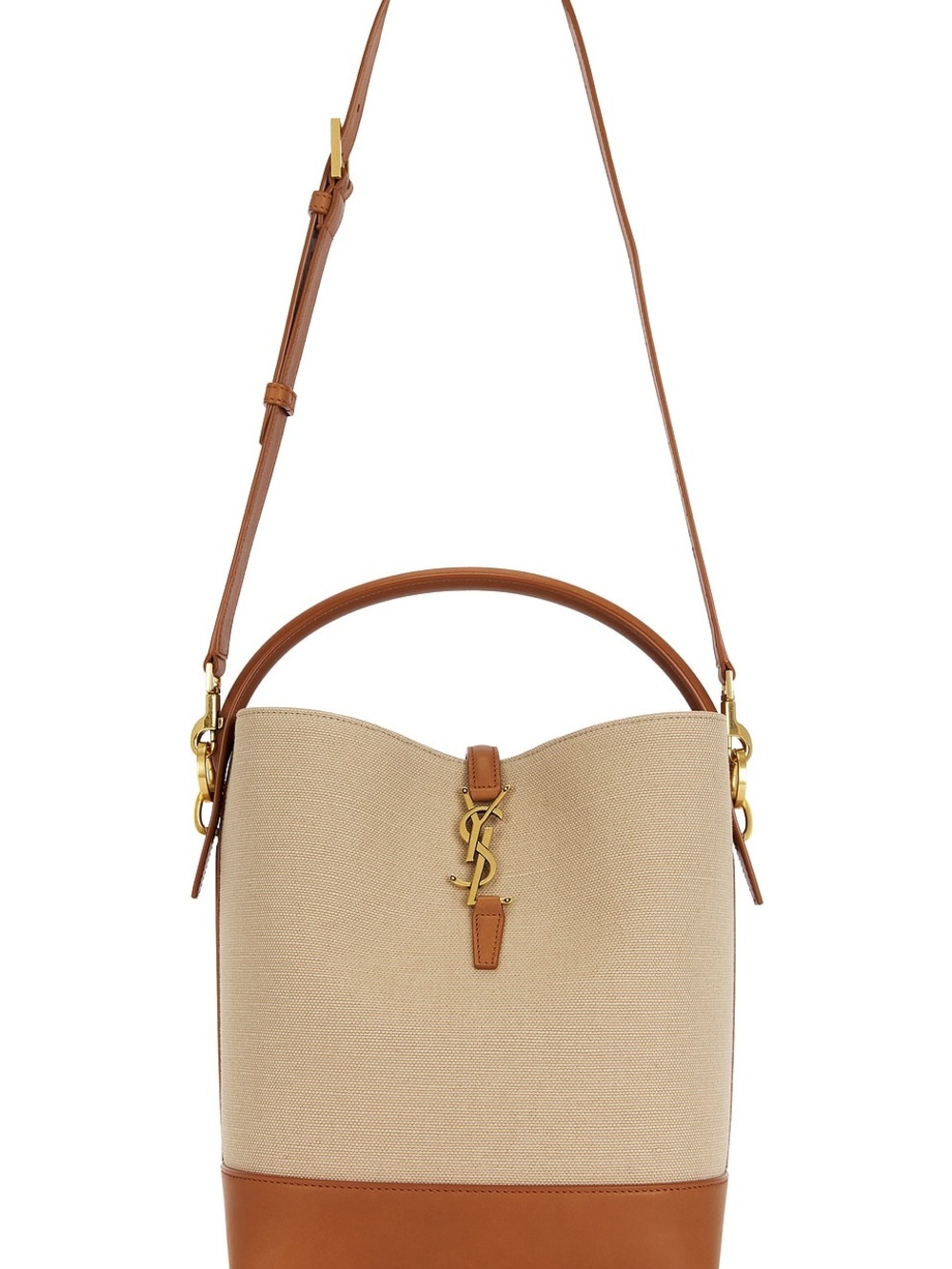 Saint Laurent Paris Le 37 Beige Canvas and Leather Shoulder Bags